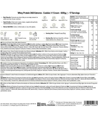 Protein Works - Whey Protein 360 Extreme | Premium Whey Shake | Protein Intake | Premium Protein | 17 Servings | Cookies Cream | 600g - Buy Online on GoSupps.com
