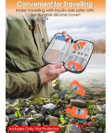 YOUSHARES Insulin Vial Cover - Durable Silicone Protector for 10ml Short Insulin Vials | Soft & Flexible Diabetes Care Case - Orange Blue Green - Buy Online on GoSupps.com