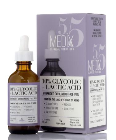 Medix 5.5 10% Glycolic + Lactic Acid Overnight Exfoliating Face Peel 1.75 fl oz (52 ml)