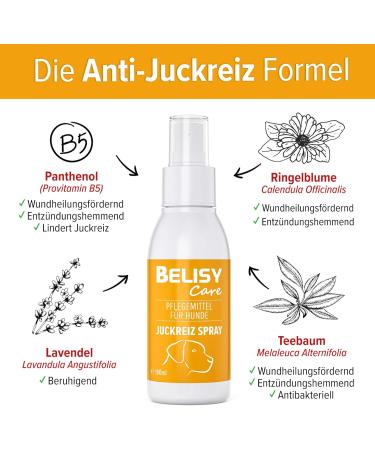 Belisy Itching Spray for Dogs 100ml - Soothing Dry Skin & Mites Relief - Skin & Fur Care with Panthenol Lavender Marigold & Tea Tree - Buy Online on GoSupps.com