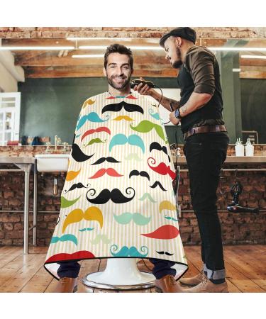 Visesunny Colored Mustache Vintage Barber Cape - Anti-Static Water-Resistant Hair Cutting Bib | Professional Salon Polyester Adjustable Snap Closure - Buy Online on GoSupps.com