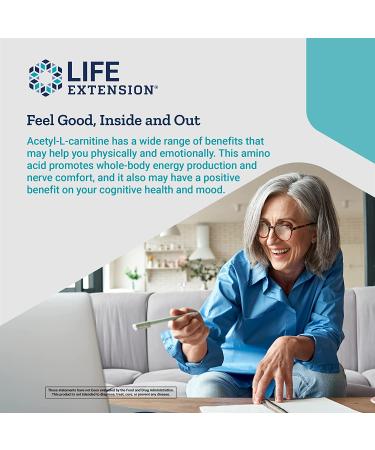 Buy Life Extension Acetyl-L-Carnitine 500 mg - 100 Vegan Capsules for Energy & Focus - Buy Online on GoSupps.com