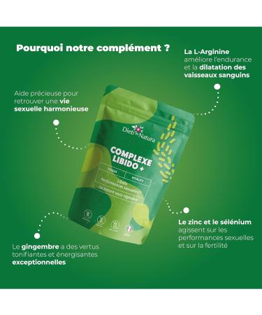 DIETI NATURA - Libido Complex + - Female & Male Libido Booster - Maintains Testosterone Levels - Zinc - Non-GMO Gluten & Lactose Free - Made in France - 120 Capsules - Buy Online on GoSupps.com