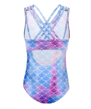 Arshiner Girls' Gymnastic Leotards Ballet Dance Crisscross Straps Sleeveless Tank One Piece Outfit Mermaid 6-7 Years