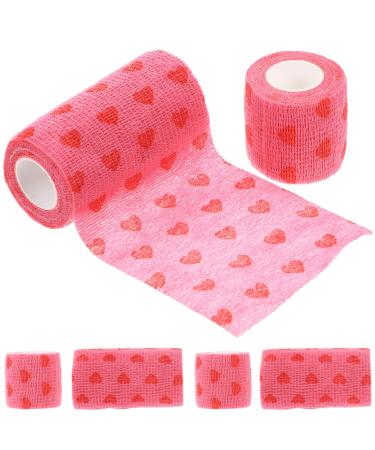 GLEAVI 6 Rolls Self Adhesive Bandage Cohesive Bandage Wrap Elastic Heart Bandage Tape Non- Woven Athletic Sports Bandage for Sports Workout Wounds 10CM