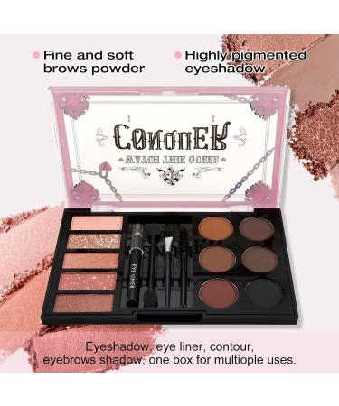 Buy Boobeen Eyebrow Powder Palette Set - 6 Colors Brow Powder 5 Shimmer Eyeshadows Eyeliner Pencil & Brushes for Perfect Eye Definition | International Shipping - Buy Online on GoSupps.com