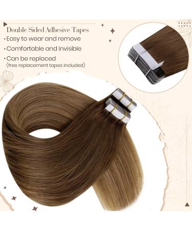 Hetto Real Hair Tape In Extensions - Remy Hair Medium Brown to Light Blonde 50cm - Buy Online on GoSupps.com