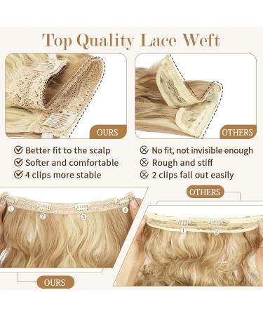Sofeiyan Invisible Wire Hair Extensions with Soft Lace Weft Transparent Wire Adjustable Size with 4 Secure Clips Long Curly Wavy Synthetic Hairpiece for Women - 20 Inch Honey Blonde/Platinum Blonde Honey Blonde Mixed Platinum Blonde - Buy Online on GoSupps.com