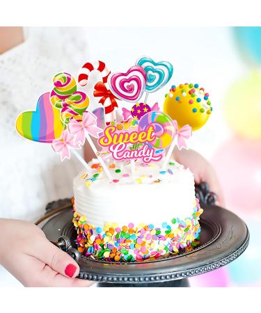 Candyland Cupcake Toppers 36pcs Candyland Lollipop Party Decoration Sweet Candy Lollipop Cake Cupcake Picks for Candyland Theme Birthday Party Baby Shower Supplies - Buy Online on GoSupps.com