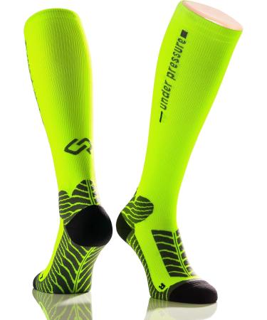 Runattack High-Performance Compression Socks: 18-21mmHg Sports Stockings for Running | Size 39-42 Neon Yellow - Buy Online on GoSupps.com