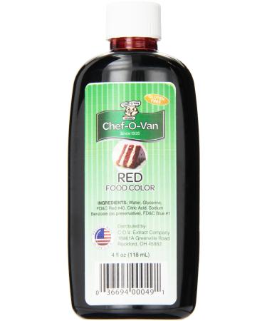Chef-O-Van Food Coloring, Red, 4 Ounce