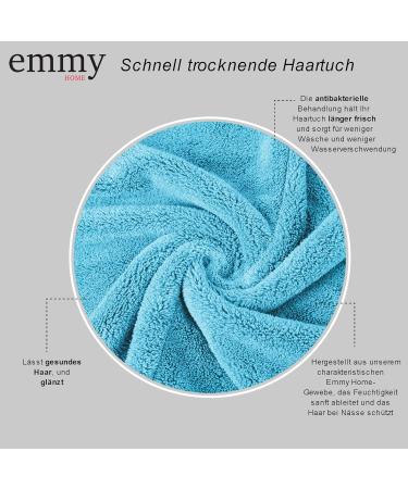 Emmy Home Hair Turban Set - 100% Cotton Quick-Drying Towel for Long Hair - 2 Piece Blue Turban with Button - Buy Online on GoSupps.com
