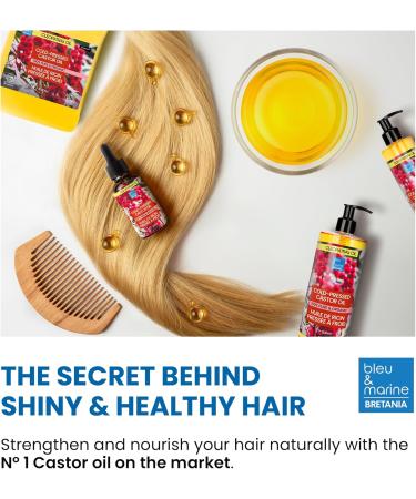 blue & navy Bretania - Organic Castor Oil 10L | Stimulates Hair Growth Beard Eyelashes Eyebrows | Anti-wrinkle Face Care | Strengthens Nails | Natural Makeup Remover Transparent 10 l (Pack of 1) - Buy Online on GoSupps.com