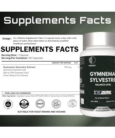 Gymnema Sylvestre Extract 350 mg for Blood Sugar and Metabolism Support 120 Capsules 1 Count (Pack of 1) - Buy Online on GoSupps.com