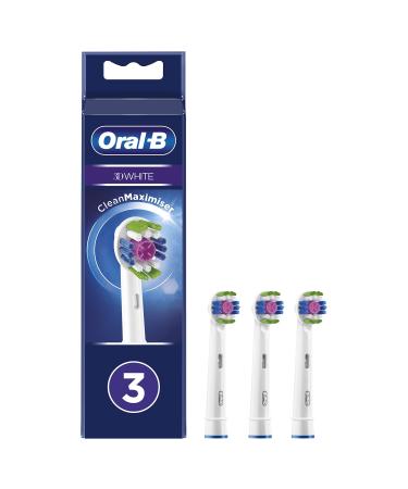 Oral-B Clean Maximiser Electric Toothbrush Heads  3D White  Whitening Action  Pack of 3  Pack for Letterhole  White 3 Count (Pack of 1)