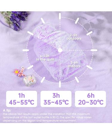 BOLEi 2L Hot Water Bottle with Luxury Faux Fur Cover - Leakproof Neck & Shoulder Pain Relief - Purple - Buy Online on GoSupps.com