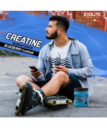 Evolite Nutrition Creatine Monohydrate 500g - Blueberry Flavor Creatine Powder for Pre Workout Boost - Premium Quality Creatine with Taurine - Buy Online on GoSupps.com
