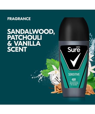 Sure Sensitive Antiperspirant Roll On deodorant for men with MotionSense technology for 48-hour sweat and odour protection 6x 50 ml - Buy Online on GoSupps.com