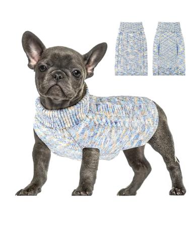 Slowton dog sweater Small dogs dog sweater turtleneck pet sweater dog clothes for small medium -sized dogs winter dog sweater knitting sweater with linen opening for dachshund chihuahua XL light blue