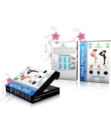 GPAR Premium Medical Compression Stockings - Open Toe Class 2 23-32 mmHg for Varicose Veins Edema Leg Pain - Unisex Black - Buy Online on GoSupps.com