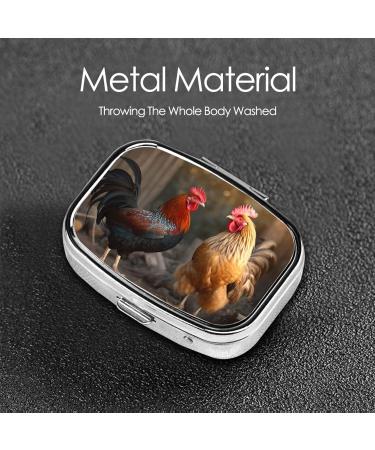 Buy Cute Rooster & Chicken 2 Compartment Pill Case | Small Travel Pill Organizer for Purse | Perfect Gift for Travelers - Buy Online on GoSupps.com