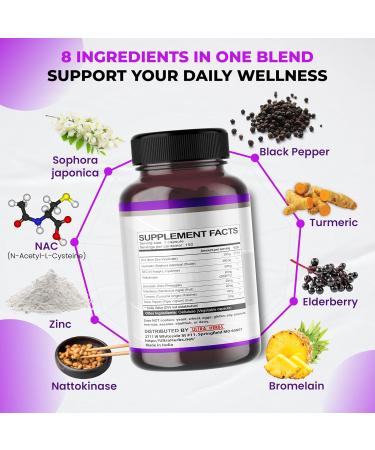 Quercetin Supplement with Bromelain, Vitamin C and Zinc, Nattokinase, NAC, Elderberry, Elderberry | 8 in 1 Ultra Antioxidant Complex for Immune Health | 150 Capsules 150 count (pack of 1) - Buy Online on GoSupps.com