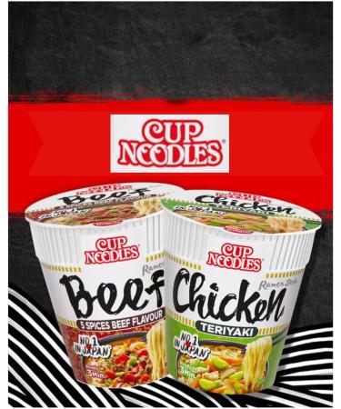 Nissin Ramen Noodles Multipack of 3 each Nissin Pot noodle Chicken Teriyaki Instant Ramen Noodles Style 70g and Nissin Noodles Cup 5 Spices Beef Flavour 64g Bundled By TGBK | Pot Noodles - Buy Online on GoSupps.com