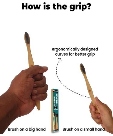 Eco-Friendly Bamboo Toothbrush Set - Soft & Medium Bristles for Adults | 2 Pack - Buy Online on GoSupps.com