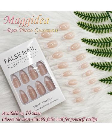 French Pearl White Tip Press-On Nails - Medium Length 24pcs Almond False Nails with Glue for Women & Girls - Buy Online on GoSupps.com