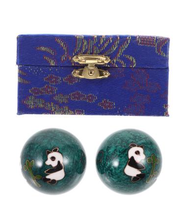 Fomiyes 2st Fitness handball Stinge Massage ball Mini massage ball Massage metal balls Hand training balls Physiotherapy Panda Cloisonne -Box Massagekugel Cloisonn aemille