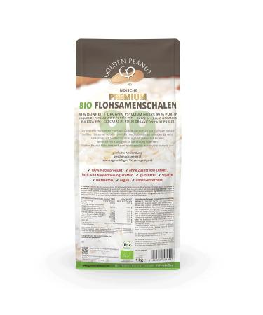 Organic Golden Peanut Psyllium Husks 1 kg - 99% Pure High Fiber Gluten-Free Vegan - Natural Product from India - Buy Online on GoSupps.com