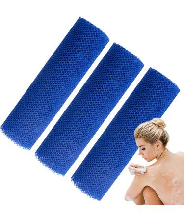 Long Net Bath Sponge - Nylon Mesh Skin Smoother Bath Towel Washcloth - Back Cleaning Bathing Sponges for Women and Men Dead Skin Removal Blue - Buy Online on GoSupps.com