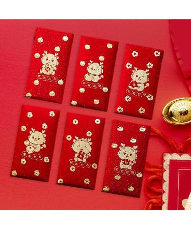 AWHAO 6 Pieces Chinese New Year Red Envelopes 2024 Dragon Year Red Packet Hong Bao for Birthday Style C - Buy Online on GoSupps.com