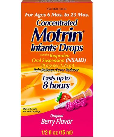 Infants' Motrin Concentrated Drops 0.5 oz, Berry Flavored | Fever Reducer with Ibuprofen - Pack of 1 - Buy Online on GoSupps.com