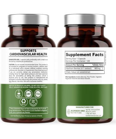 N1N Premium Hawthorn Berry Capsules - Max Strength 2660mg - Heart Health & Immunity Support - 120 Caps - Buy Online on GoSupps.com