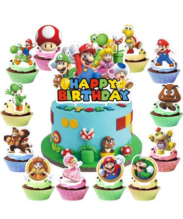 Cartoon Super Cake Decoration 25 Pcs Girl and Boy Birthday Party Cupcake Decorates for Anime Theme Brothers (CK-01)