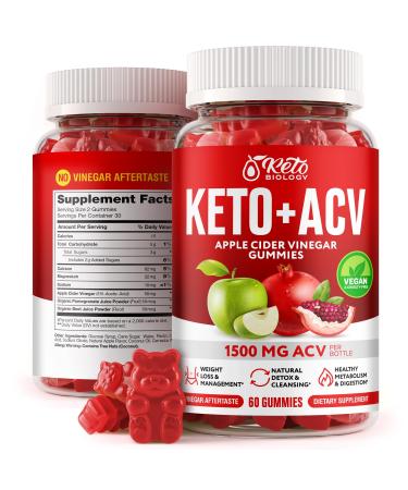 Keto ACV Gummies 1500 mg - ACV Keto Gummies for Weight Loss & Detox - Vegan Apple Cider Vinegar Gummies for Ketosis Metabolism & Energy - AC Keto 60 Gummies