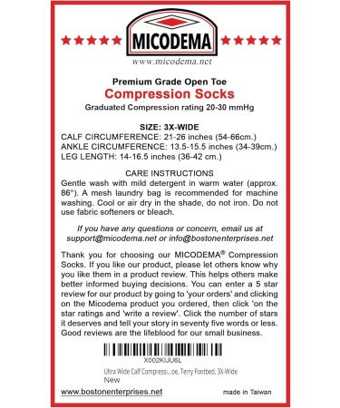 Ultra Wide Calf Compression Socks for Men & Women - Knee High 3X (21-26 inch Calf) with Open Toe Terry Footbed & Arch Support - Premium Quality - Buy Online on GoSupps.com