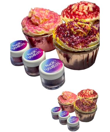 Magic Sparkles Edible Glitter Flakes - VALENTINES LOVE Collection. Perfect For Decorating Cakes Snacks And More! (Pack Of 3 : 3g Per Pot)