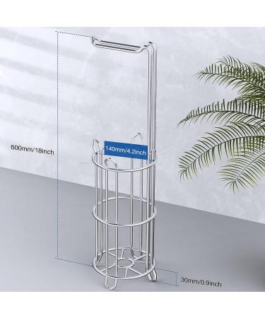 Meangood Free Standing Toilet Paper Holder Stand - Metal Wire Bathroom Tissue Roll Dispenser for 4 Mega Rolls - Silver - Buy Online on GoSupps.com