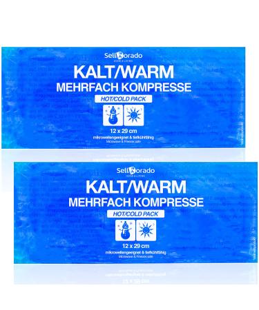 Selldorado 2 Set cool packs gel 29 x 12 cm - reusable cooling packs cold warm compress large ideal as cooling pillows cooling bags cooling pads cooling compresses - perfect for sports and first aid blue size
