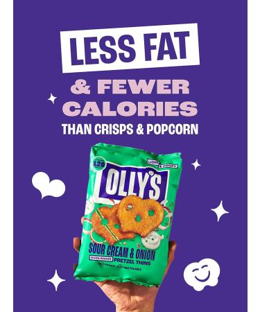  Olly's Olives Olly's Pretzel Thins Sour Cream 140g (pack of 7) convenient snack pouches healthy plant-based vegan dips low-calorie snacks source of fiber preservative-free - Buy Online on GoSupps.com