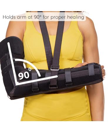 BraceAbility Posterior Long Arm Splint - Medium Size Elbow Immobilizer Brace with Sling for Fractures, Post-Surgery Recovery, Tendonitis, Bursitis, Ulnar Nerve Relief - Left or Right Arm - Buy Online on GoSupps.com