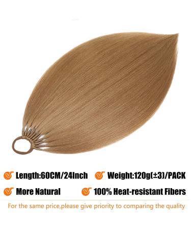 60 cm Long Straight Ponytail Hairpiece - Synthetic Hair Extension for Women & Girls (Light Brown) - Buy Online on GoSupps.com