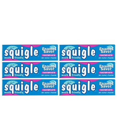 Squigle Enamel Saver Toothpaste (Canker Sore Prevention & Treatment) Prevents Cavities Perioral Dermatitis Bad Breath Chapped Lips - 6 Pack