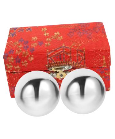 Healeved 1 set of baoding iron ball finger protection made of cotton roller balls massage toys handmade balls manual massage devices baoding balls handball metal boxes handle 5x5x5cm silver