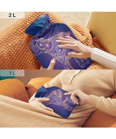Elephant Hot Water Bottle with Cover - 1L BPA Free | Small Hot Water Bag for Pain Relief Headaches Neck & Shoulders - Buy Online on GoSupps.com