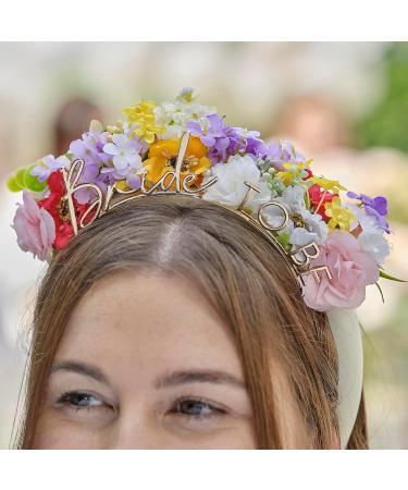 Ginger Ray Gold Flower String Band - Bride to Be Headband with Artificial Flowers for Hen Party - Buy Online on GoSupps.com