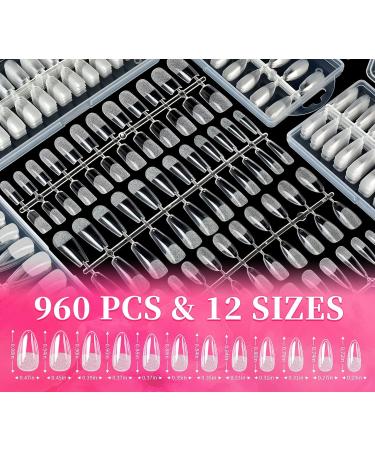 Gel Extension Nail Kit - 960 PCS Full Cover Gel Nail Tips with Glue, Professional Acrylic Nails Tips Set - Coffin/Stiletto/Square/Almond Shapes, UV Light Included - Buy Online on GoSupps.com