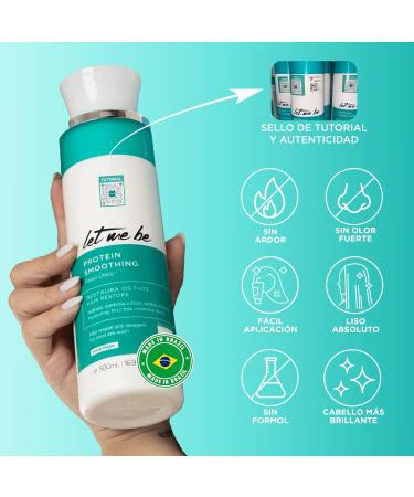 Let Me Be Protein Smoothing expert Brazilian hair straightener in one step professional at home longlasting with keratin 100 straight hair organic and formolfree 500 ml white - Buy Online on GoSupps.com